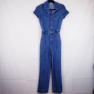 Show Me Your MuMu Blue Emery Jumpsuit Women’s Size XS Denim Stretch